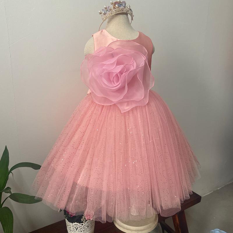 Kinder-Fee Prinzessinnenkleid mit Netz und V-Rücken-Design für kleine und mittlere Mädchen