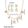 1 Pair of Earrings+1 Necklace Vacation Style Alloy Starfish Shell Pendant Necklace Flower Earrings Versatile Women's Bead Set