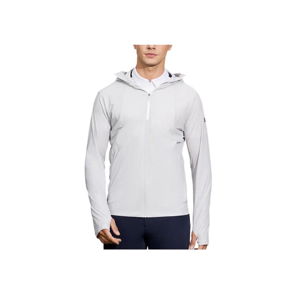 Fila Golf Series Solid Color Long Sleeve Hooded Sun Protection Jacket Men Jackets Misty-Gray A11M425505FGY