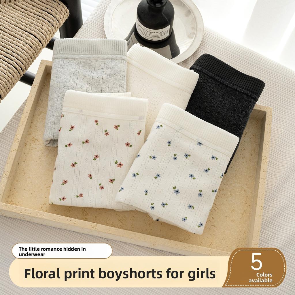 Women's Spring and Summer Floral Cotton Anti Bacterial Crotch Flat Angle Underwear