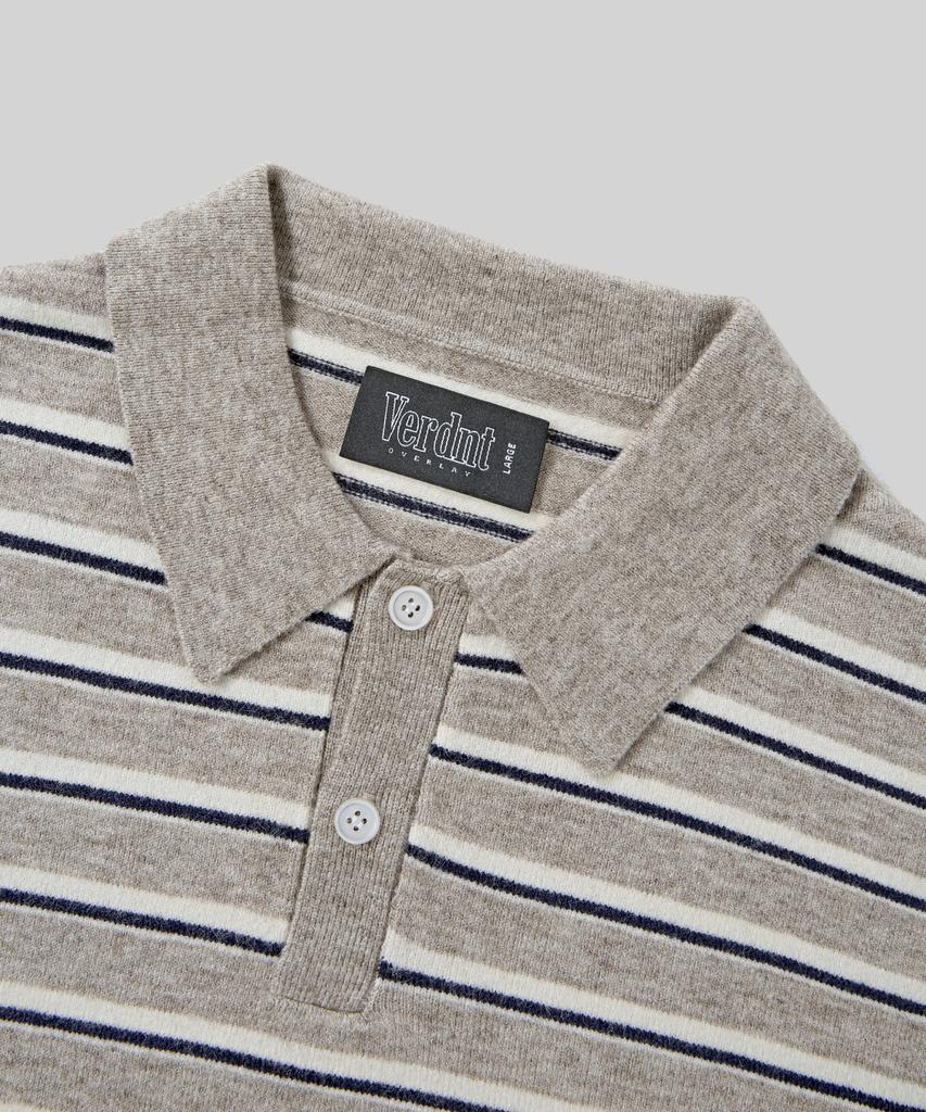 Beodeonteu Hairy Stripe Collar Knit [Light Brown]