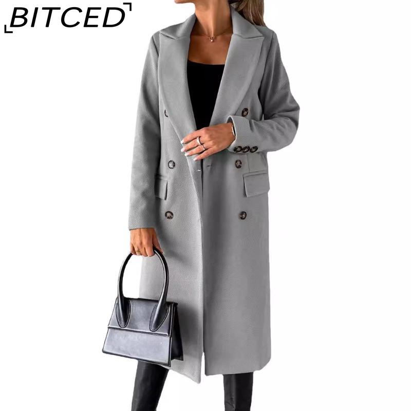 BITCED Women's Vintage Casual Lattice Print Autumn Winter Long Sleeve POLO Neck Jackets & Coats