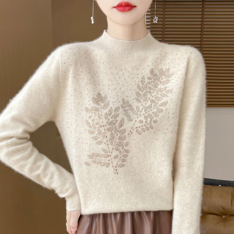 Women's Cashmere Sweater Qinghe Cashmere 30% Cashmere 70% Wool Autumn and Winter Pullover Warm and Fashionable