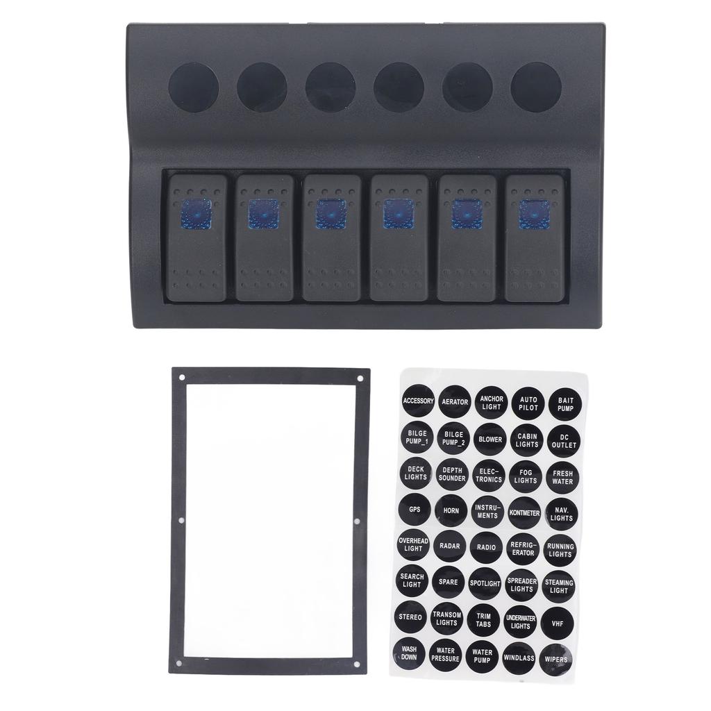 Electrical Switch Panel 6 Gang Pre Wired Blue LED Switch Control Panel with Overload Protector for B