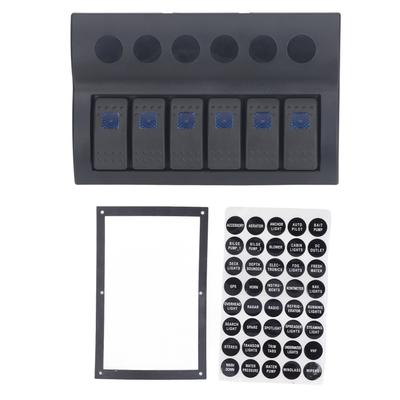 Elektrický spínací panel 6 spínačů předem zapojený modrý LED spínací ovládací panel s ochranou proti přetížení pro loď RV DC12V 24V
