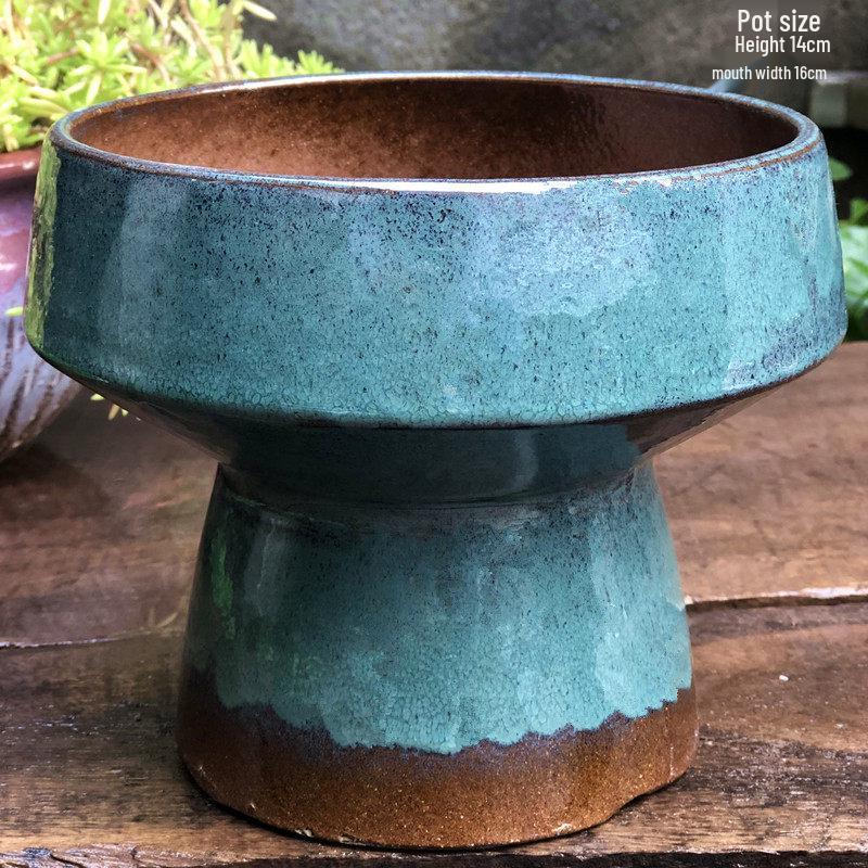 Handmade Medium-Sized Ceramic Pot with Feet – Succulent Planter in Breathable Colored Glaze Coarse Pottery.