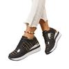 Fashion Fashion Black Platform Sports Shoes for Women Round Toe Lace Up Wedge Sneakers Woman Thick Sole Non Slip Casual Shoes Plus Size