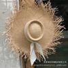Niche Spring and Summer New Lafite Straw Hat, Large Brim, Large Burr Edge, Flat Top Straw Hat, Sun Protection, Beach Lafite Straw Hat