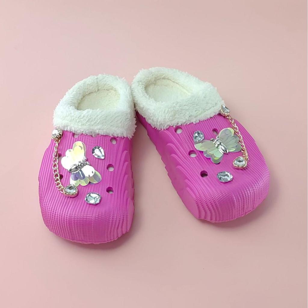 2025 Mode Bequeme Baumwolle Schmetterlingspantoffeln für Zuhause - Unisex Flache Sohle Warm Kettenstil