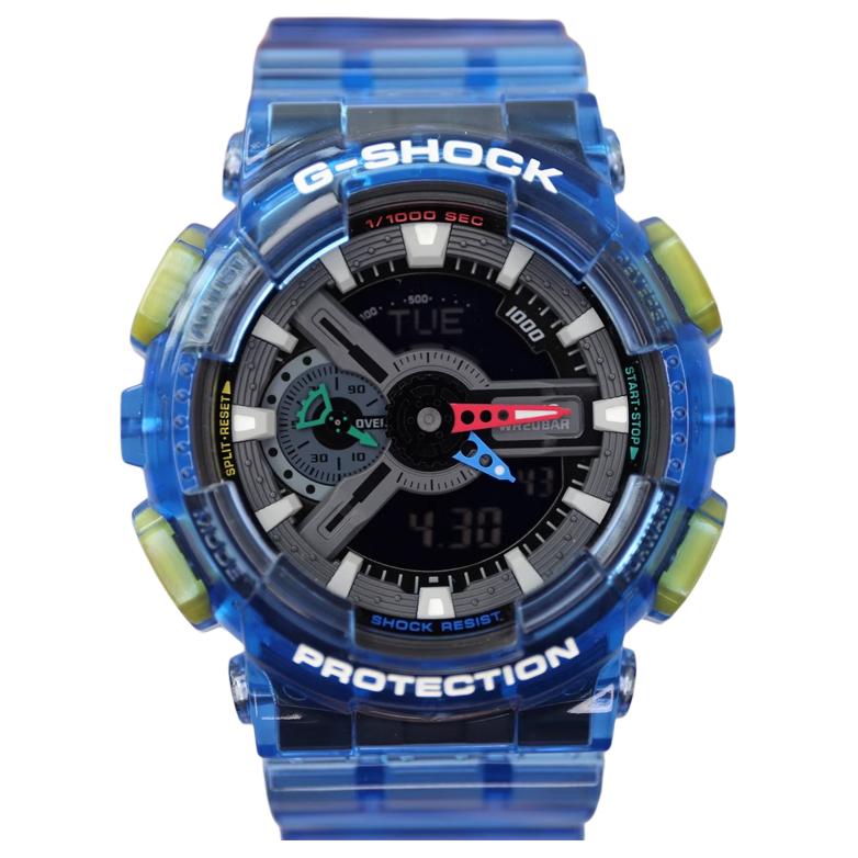 CASIO G SHOCK Quartz Movement Resin Strap Watch Unisex Black Dial GA-110JT-2APR Blue strap GA-110JT-2APR
