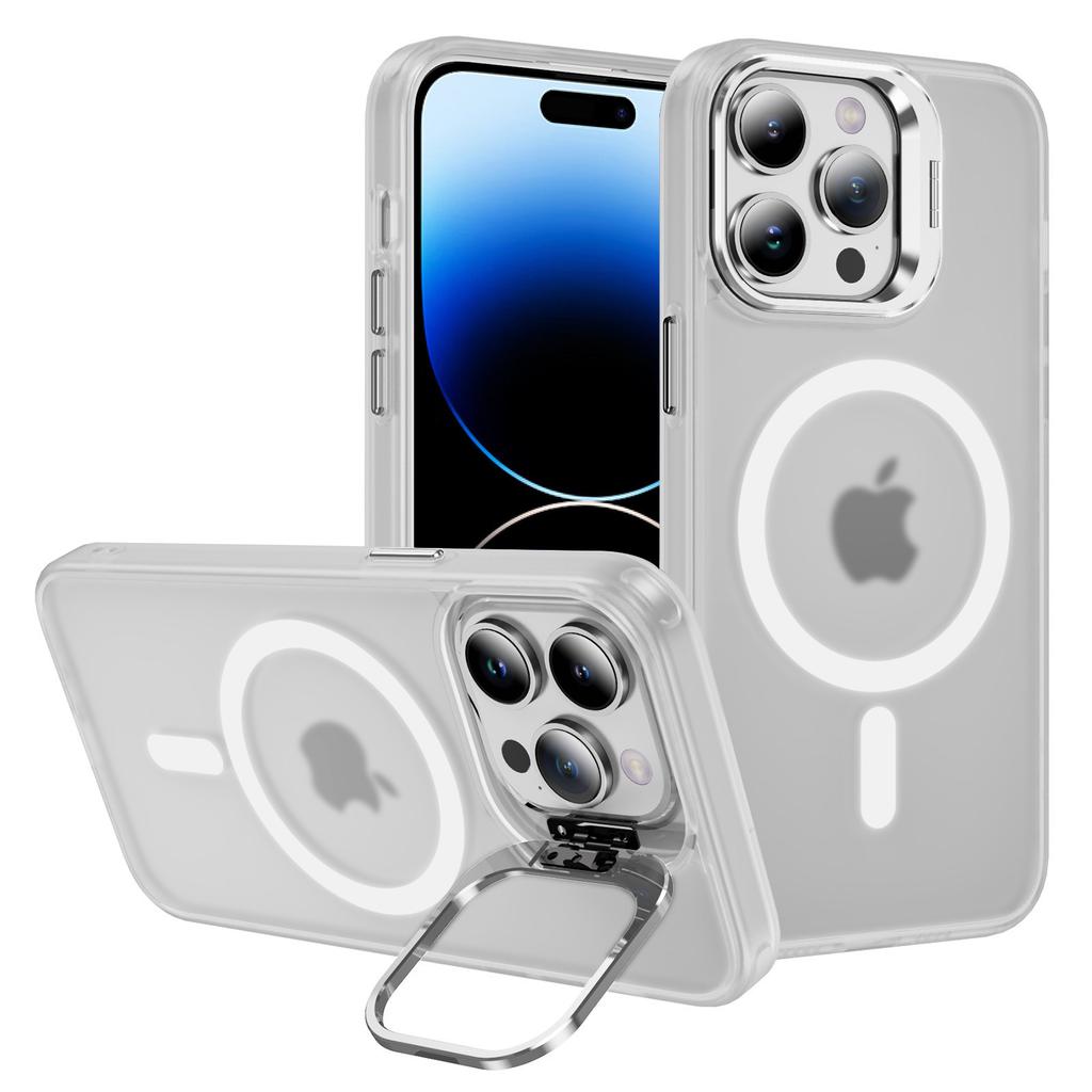 For iPhone 14 Pro Max Case Skin-Touch PC+TPU+Metal Phone Cover Compatible with MagSafe
