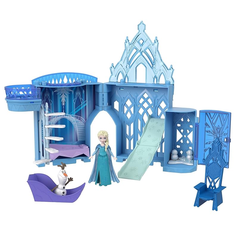 

Mattel Frozen (Disney Frozen) Elsa and the Ice Castle (Stackable Castle Series! Mini Doll) Dress-up Doll House Pretend Play Play Set with 1 Mini Doll,
