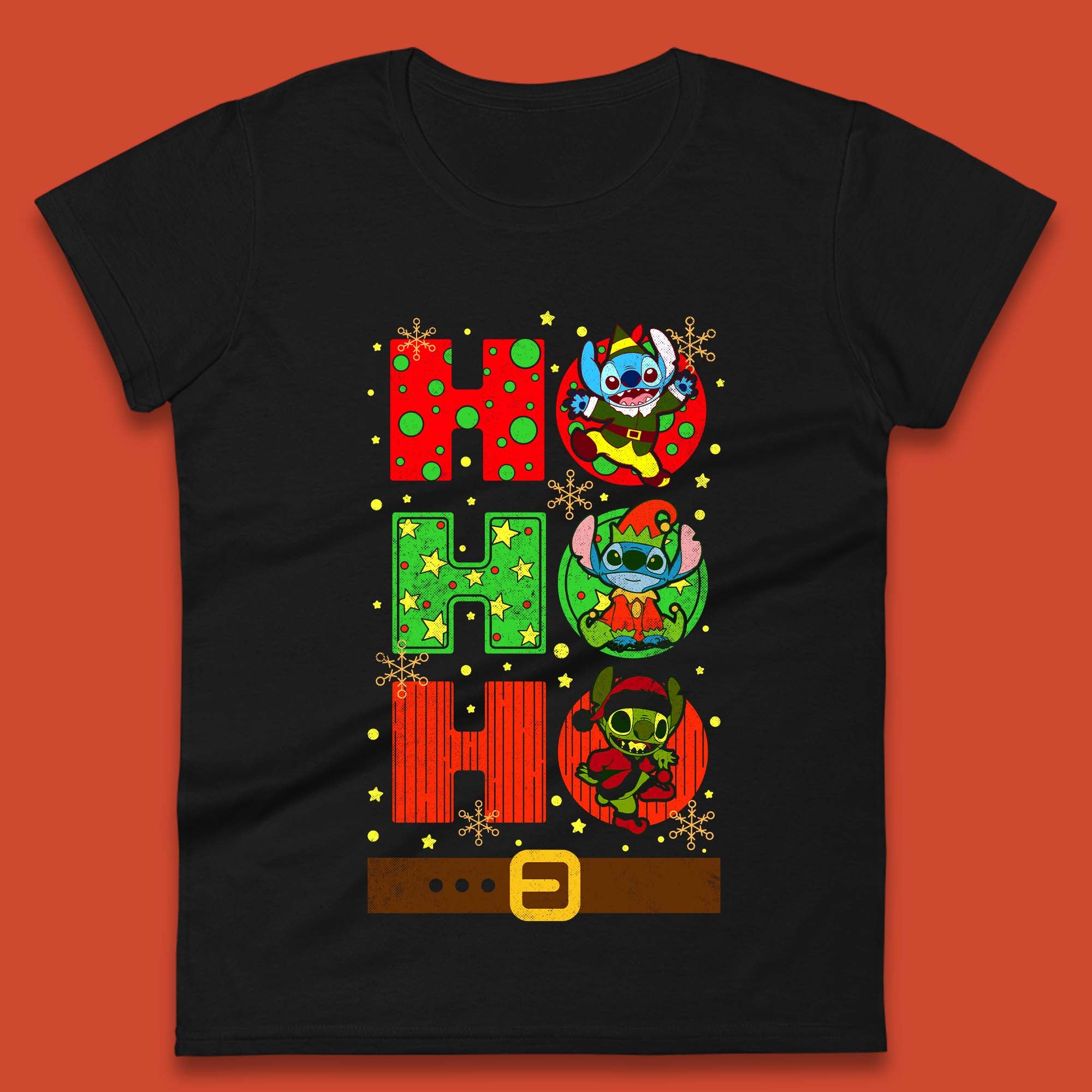 Stitch Elf Grinch Stitch Christmas Womens T-Shirt Mens Tops Tees Unisex 3XL
