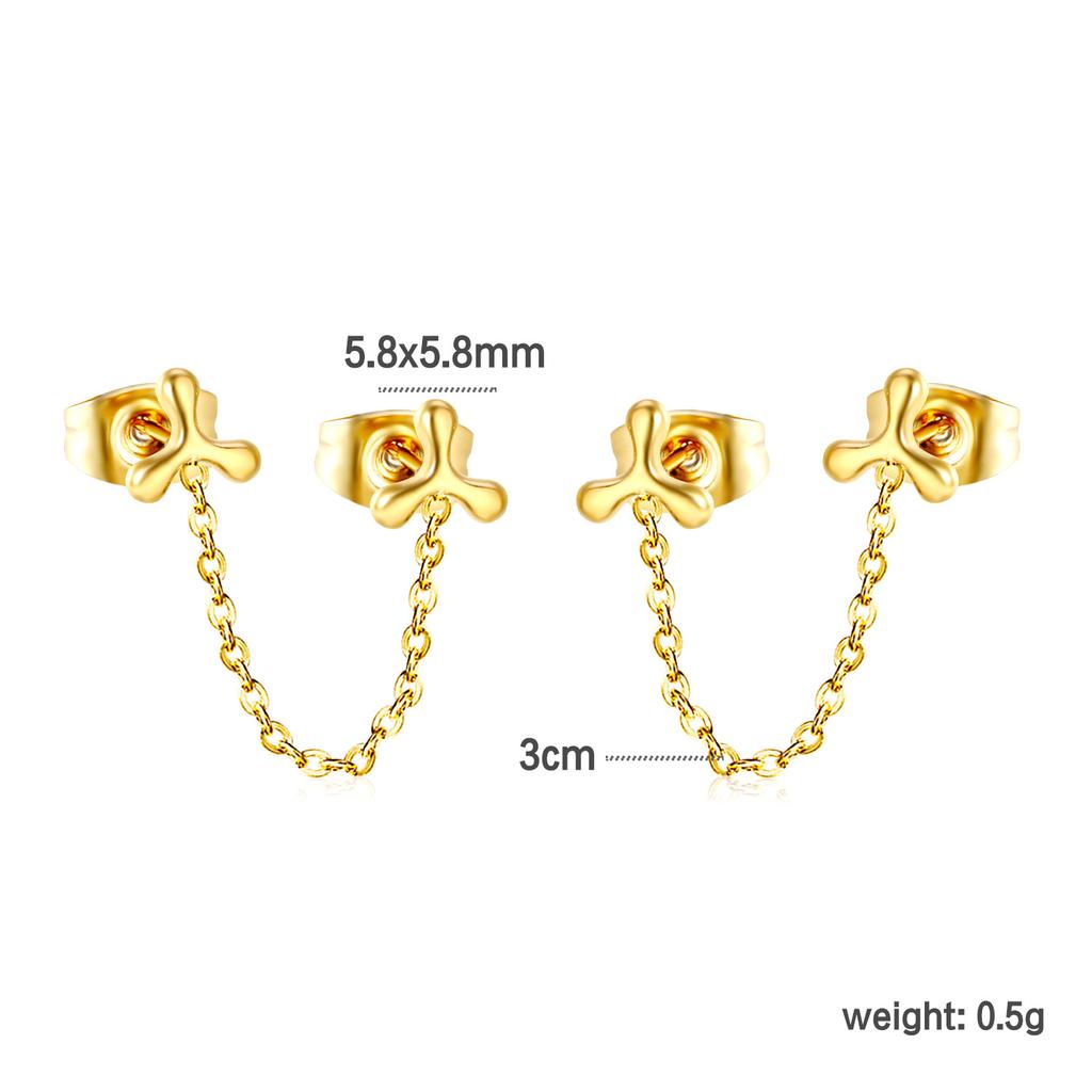 Personalized Long Heart Drip Oil Screw Ear Bone Studs Double Ear Piercing Earrings for Women
