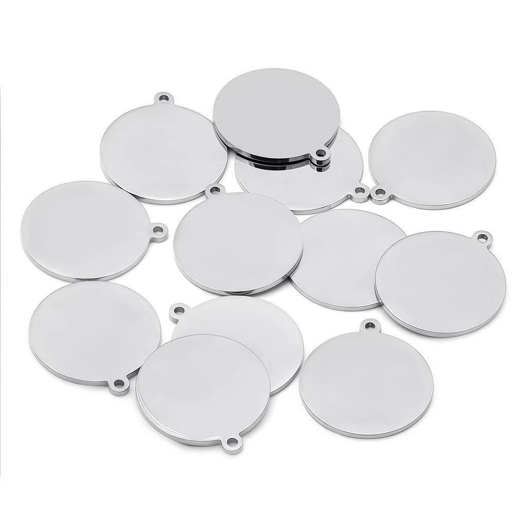 Engravable Stainless Steel Round Mirror Pendant for DIY Jewelry