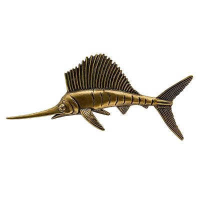 Elegante Messing-Marlin-Fisch-Ornamente mit Retro-Antik-Handwerkskunst Sammlerstück Kunstdekoration