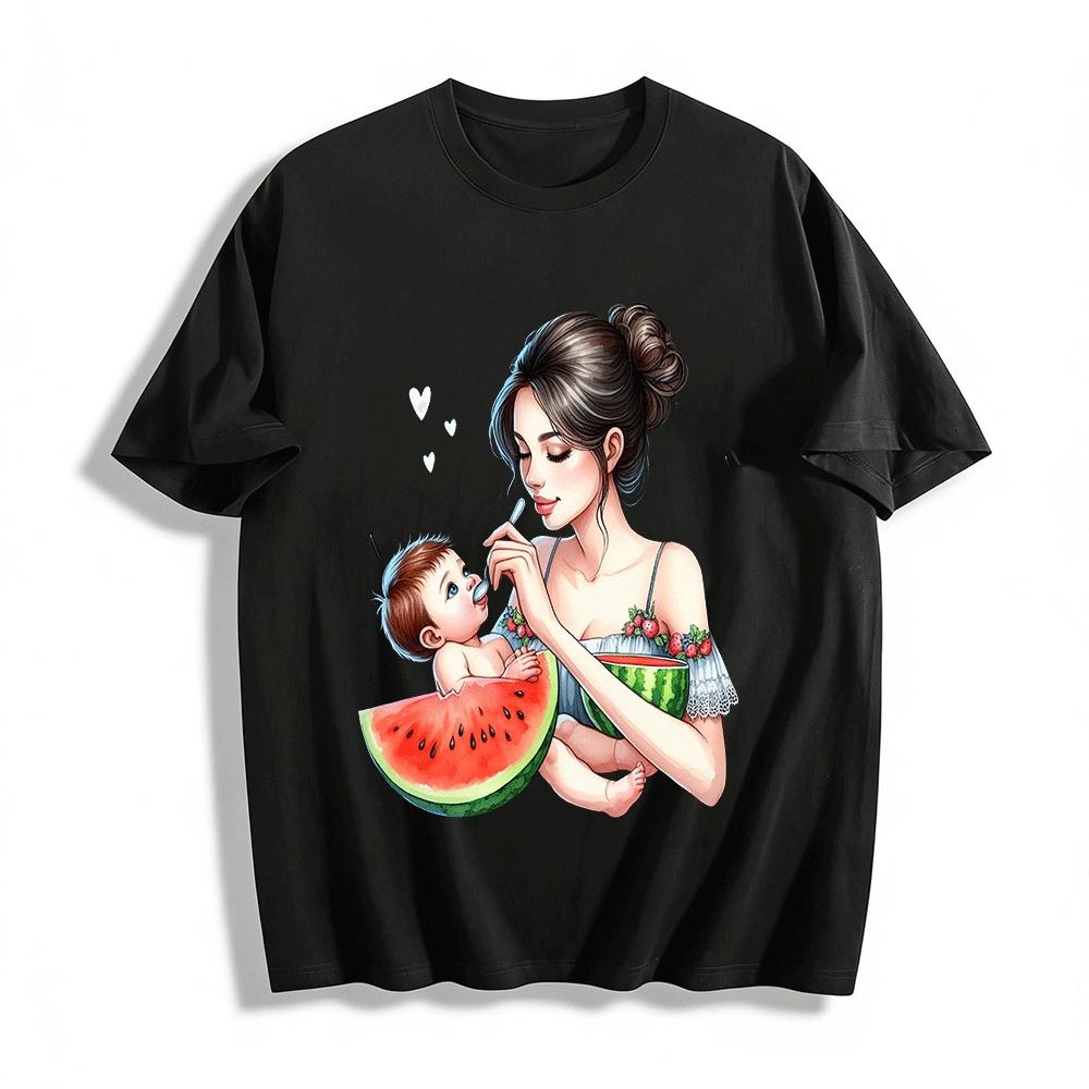 Mom And Baby Watermelon Print Casual Short Sleeve Tee Pure cotton T-shirt XXS