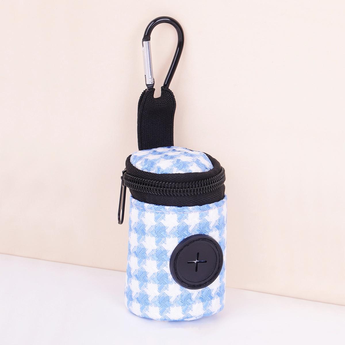 

Leather dog waste bag dispenser - Portable dog waste holder with multiple color refill bags (belt-free holder - durable and styl синий