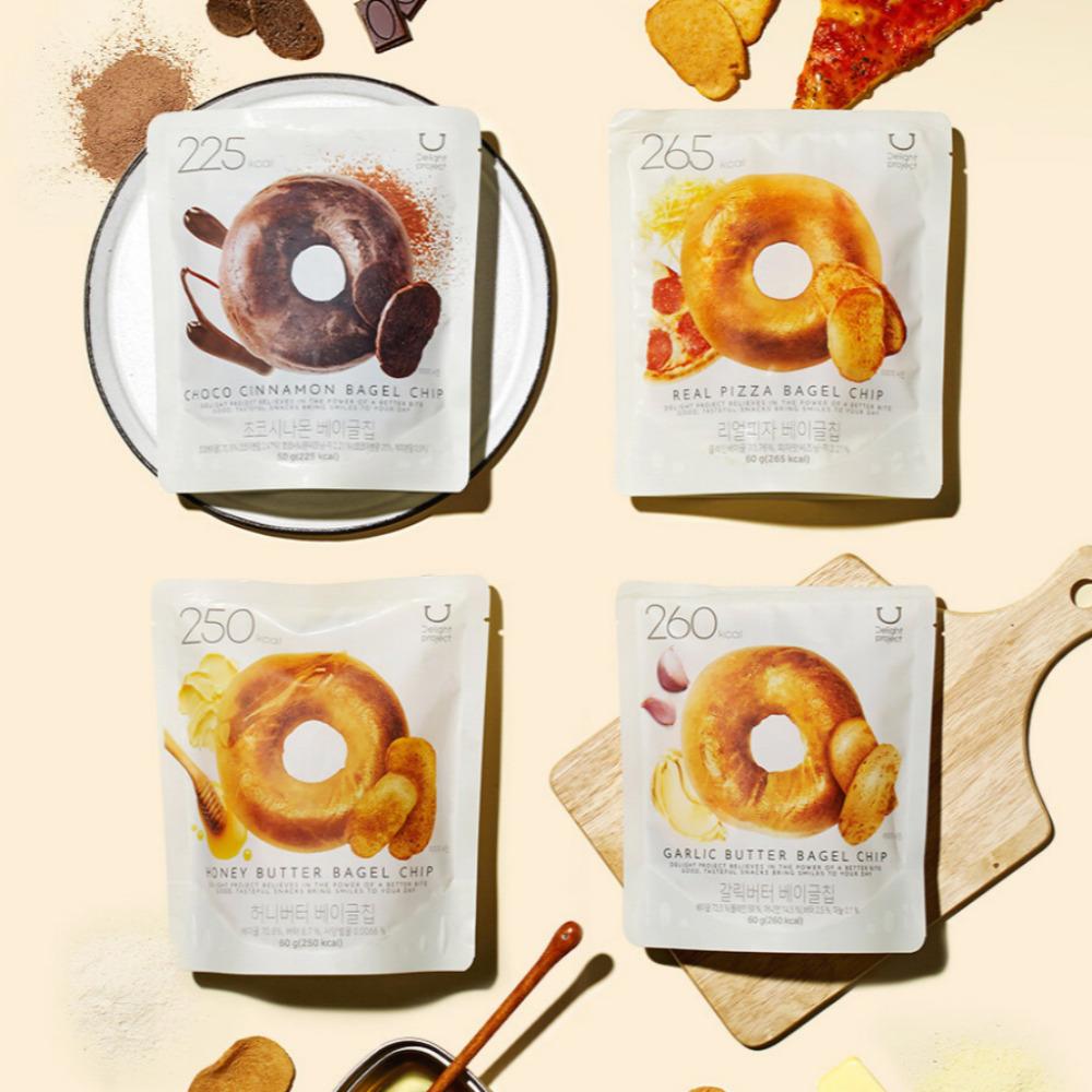 Olive Young Bagel Chips 60g (4 Flavor) / Garlic Butter / Honey Butter / Real Pizza / Choco Cinnamon / Korean Chips