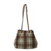Korean version of large-capacity chain bag women's bag 2025 spring new retro woolen plaid bucket personalized ins shoulder bag