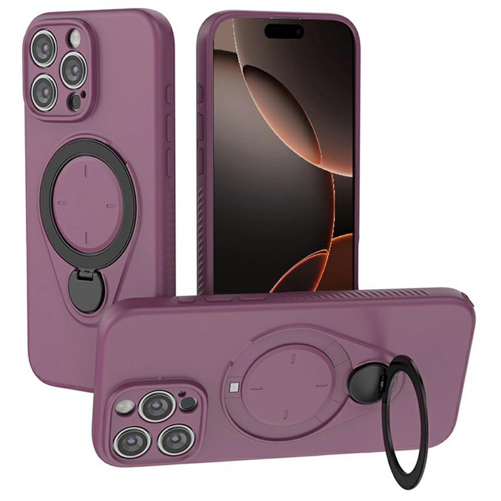 For iPhone 16 Pro Magnetic Case Rotating Kickstand TPU PC Phone Cover Compatible with MagSafe