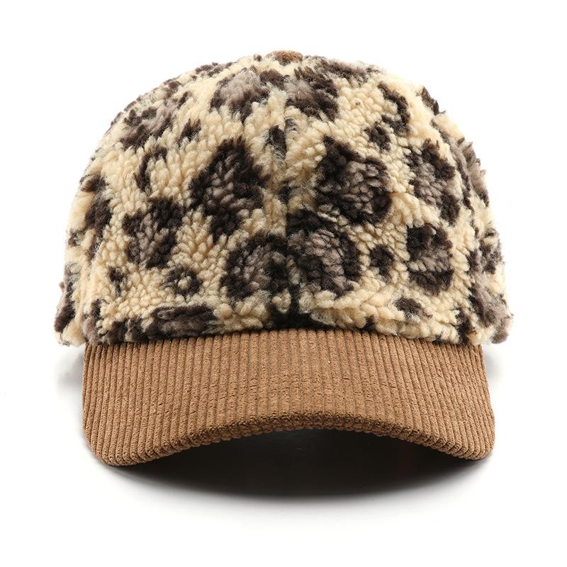 

Autumn and winter personalized color matching leopard print baseball cap outdoor travel warm cold shade cap