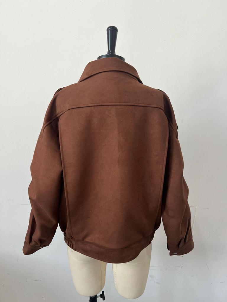 2024 Y2K Retro Braune Kurze Lockere Jacke für Damen - Frühling & Herbst Kollektion