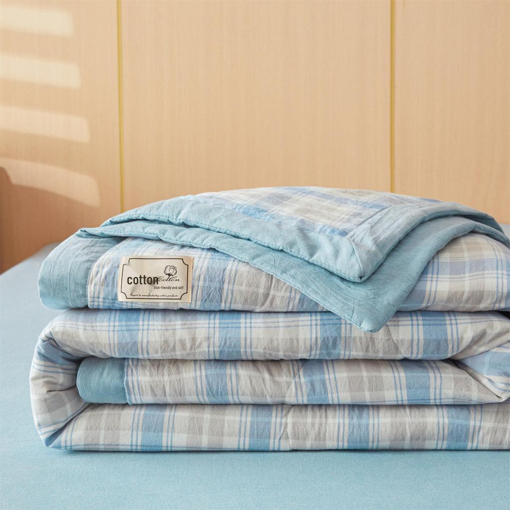 Muji-style Pure Cotton Summer Quilt – All-Cotton, Machine Washable Air Conditioning Quilt for Dorms