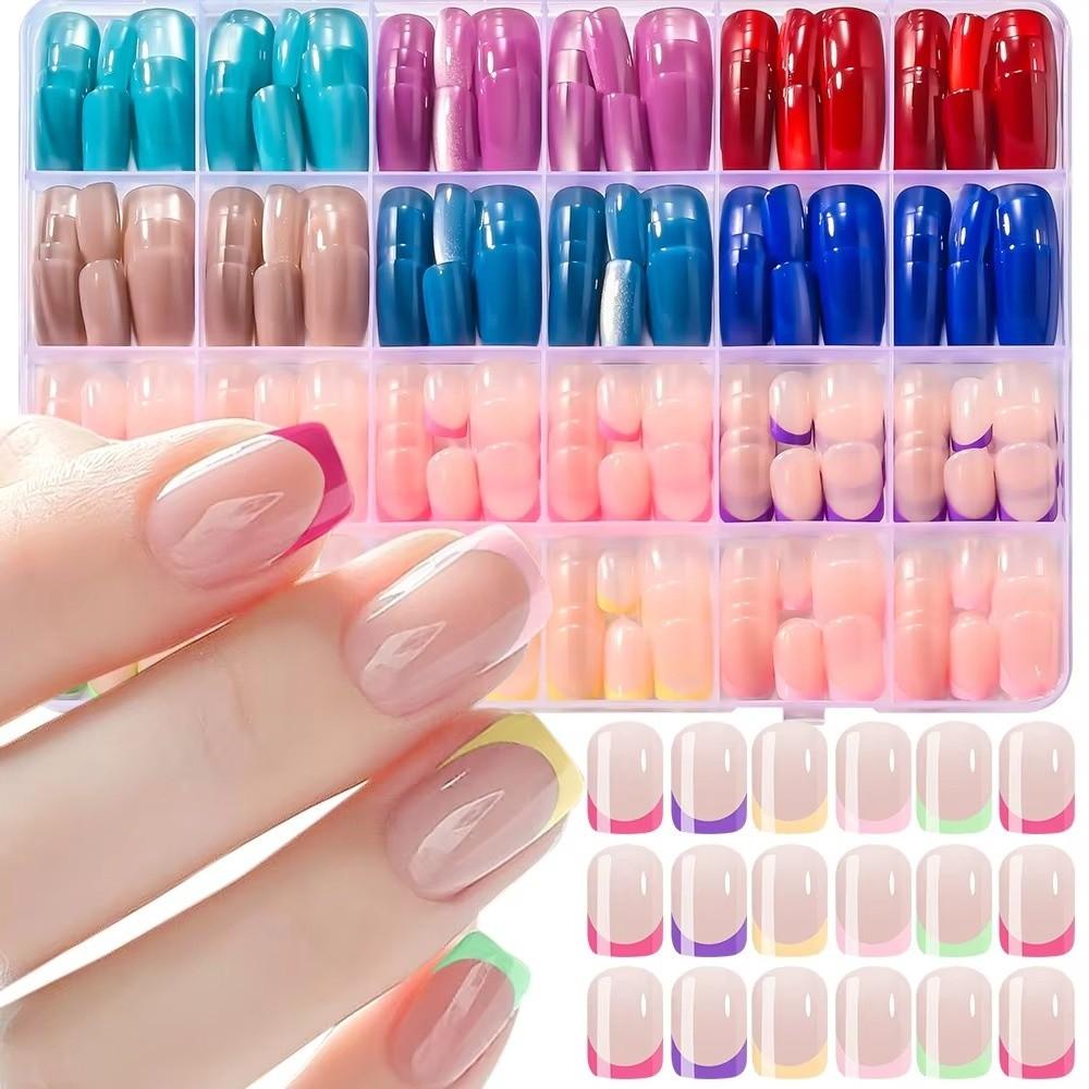 French Design False Nails Red Blue Press On Nails New False Nail Tips  Manicure Tool