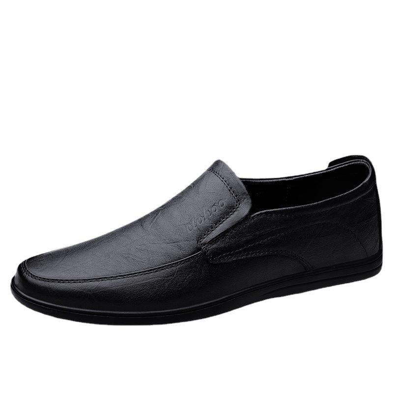 Large size casual leather shoes men's one-pedal lazy shoes flat shoes four-season single shoes cowhide men's shoes