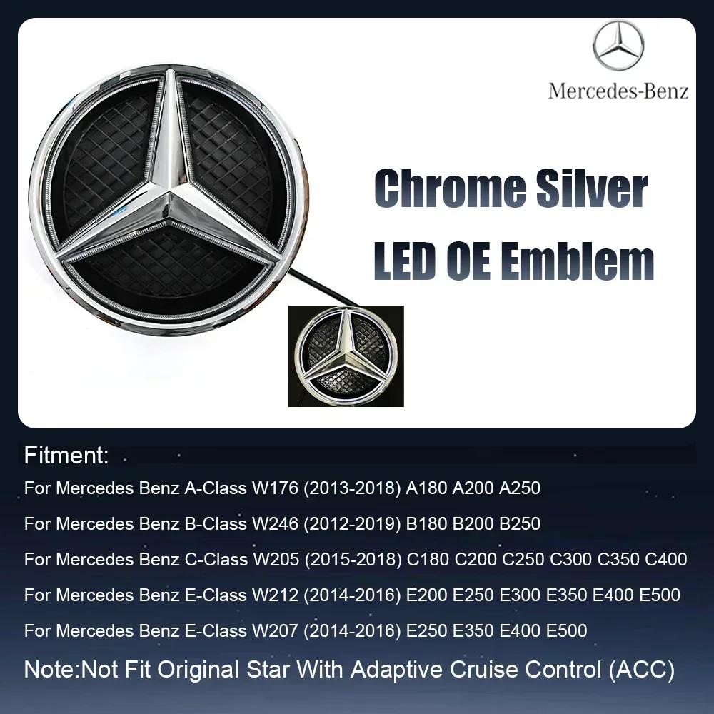 Naklejka Samochodowa 2025 Gorąca Do Mercedes Benz Do Mercedes Benz Srebrna I Czarna Grill Przedni Najnowsze Emblematy Stylu 3D W176 W246 W205 W21