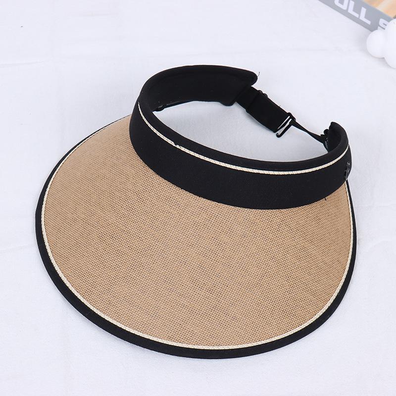 Summer Outing Folding Beach Hat Versatile Empty Top Hat Cycling Sports Sunshade Straw Hat Topless Sun Hat