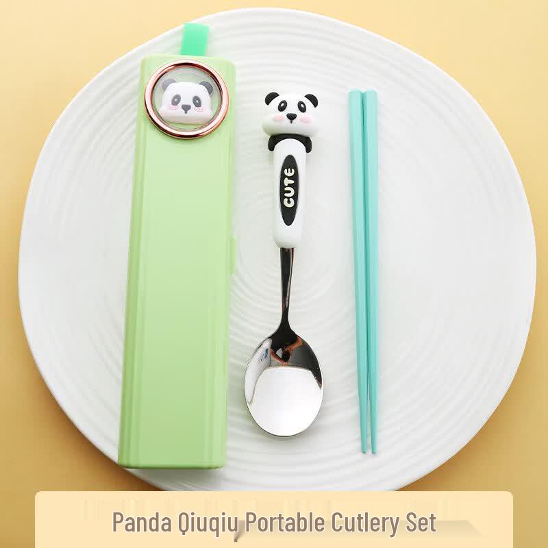 

ZISIZ Panda Portable Cutlery Set for Students and Travel