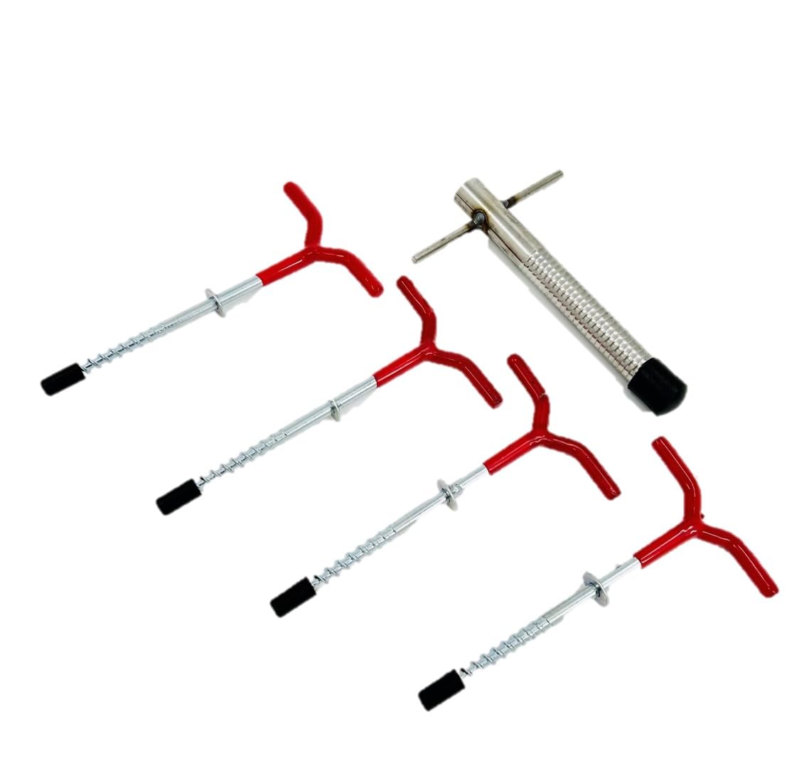 

ST TS Ice Pegs (4 pieces) with Ice Drill Set, Ice Screws, Anchors, for Smelt Fishing, Tents, and Rod Rests
