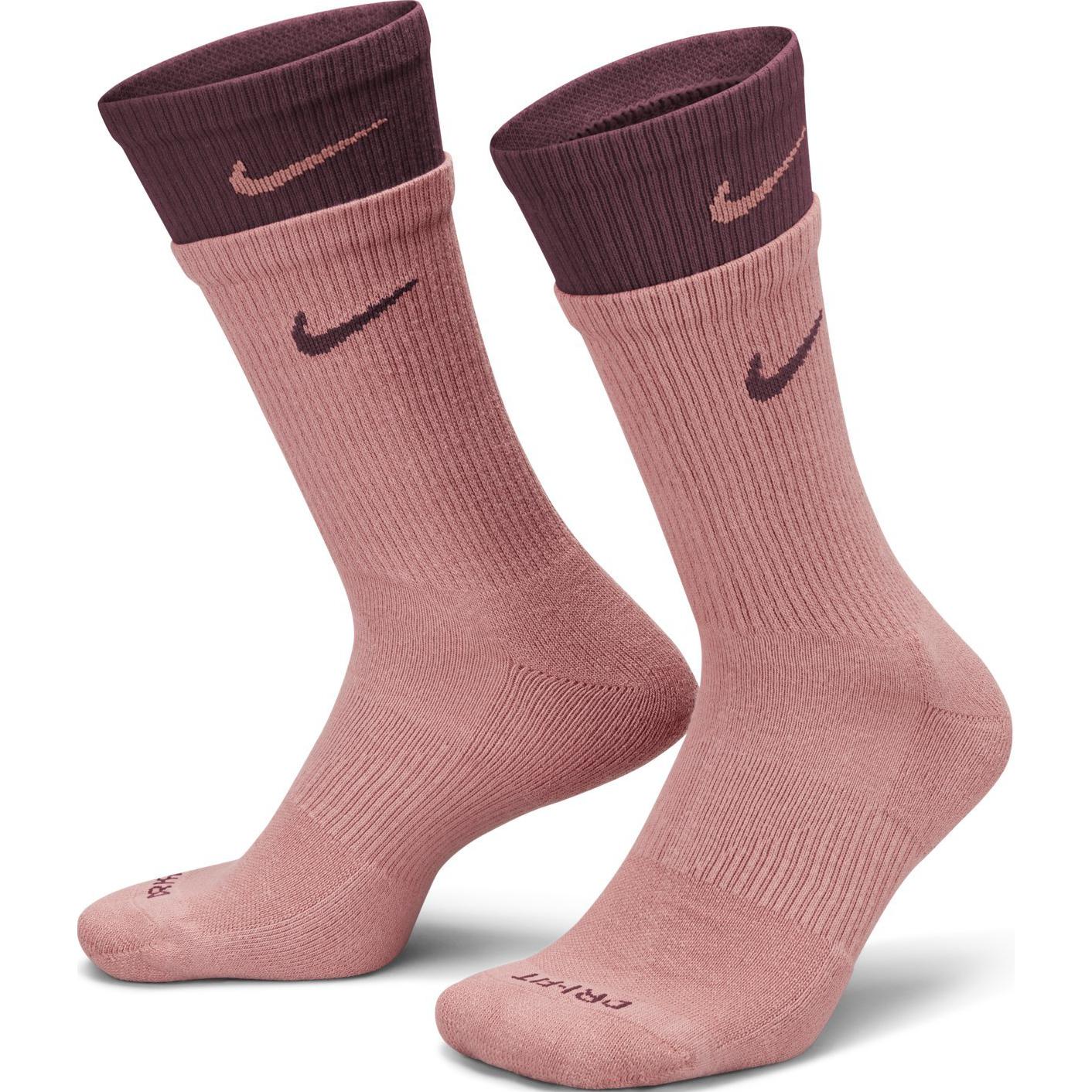 Nike Crew Socks Unisex 604 Stardust Red/Night Brown Red DD2795-604 L