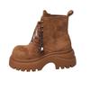 Autumn New Frosted Leather Martin Boots Women's Shoes Platform Muffin Round Head Lace-up Casual Locomotive Boots Short Boots Women