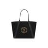 Ysl Badge Embroidered Solid Color Fabric And Leather Tote Bag Men Tote Bags Black 780096-FAC3I-1075