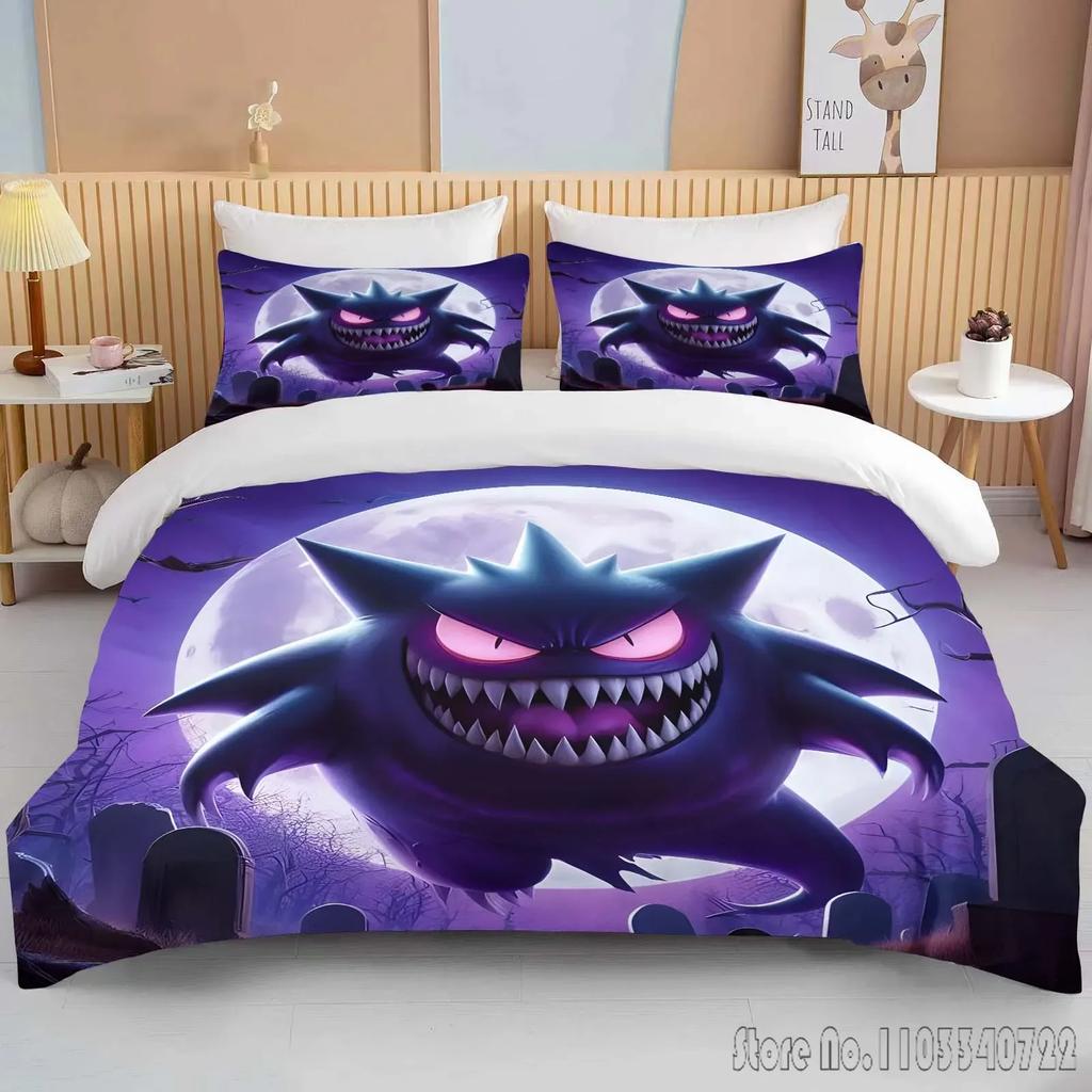 Anime Pokemon Gengar 3D Tištěný Dětský Povlečení Sada Dětské Povlaky na Peřinu Sada Ložní Prádlo Twin Jednolůžko King Děti Dospělí Dárek