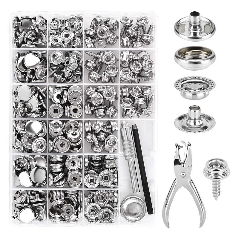 Good-Silver Canvas Snap Kit Marine Grade Stainless Steel Snaps,Screw Snaps,Boat Cover Snaps,Carpet Snap Kit With Setting Tool 31 серебряный