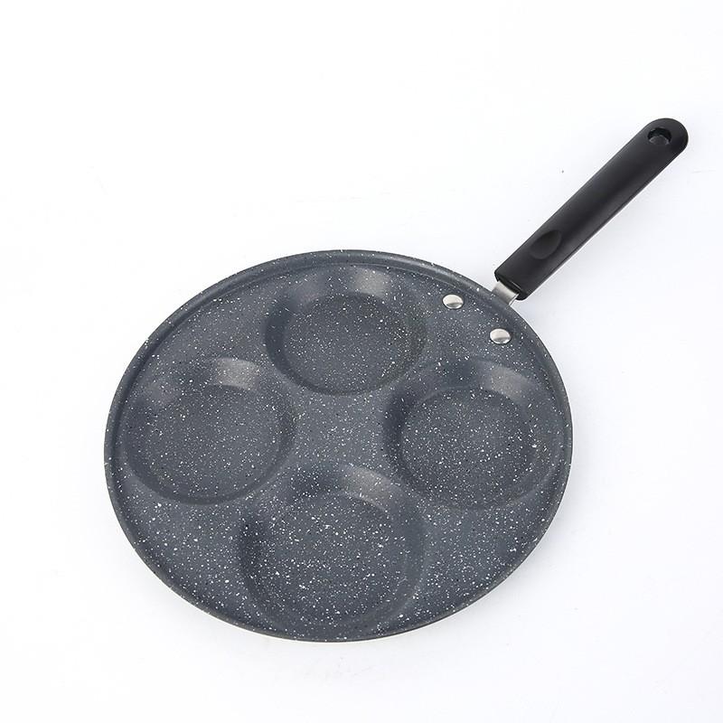 4-Hole Cast Iron Nonstick Mini Frying Pan Eggs Dumplings Pancakes Breakfast Set 4-Hole Iron Round Core Black Frame