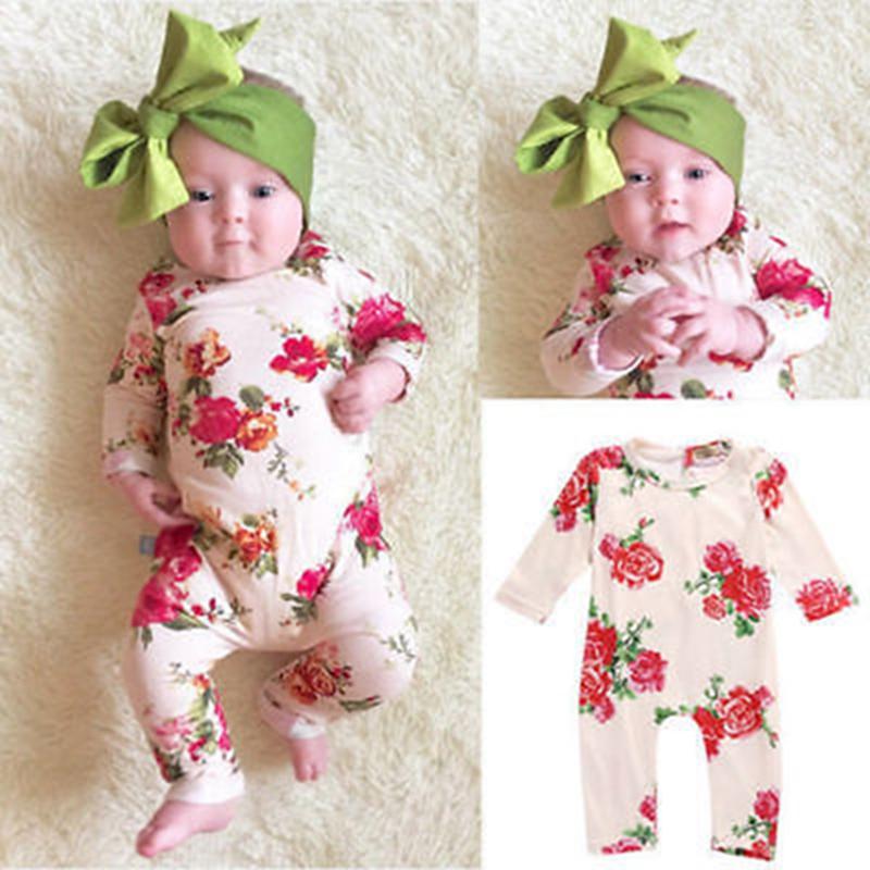 Buy Baby Girl Long Sleeve Button Floral Jumpsuit at affordable prices