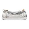 VIVIENNE WESTWOOD Orb Chain Strap Logo Tag Zip Closure Goat Leather Handbag Women Handbag Silver 4603000AWL00ACQ401