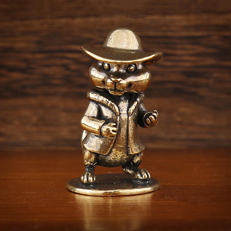 1 stuks Antiek Eekhoorn Ornament Massief Koperen Beeldjes Messing Eekhoorns Noten Theepot Rookwarenhouder Bureau Decoratie