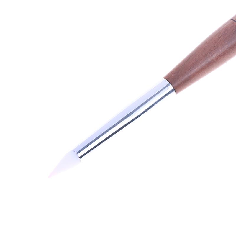 2 Pcs Professional Double-Ended Silicone Head Carving Dotting Pen Sandalwood Handle Swirl Nail Painting Pen Diy Carving Pen Tool