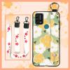 Silicone Waterproof Phone Case For UMIDIGI A9 Protective Oil Painting Flower Wrist Strap Kickstand Dirt-resistant Ring