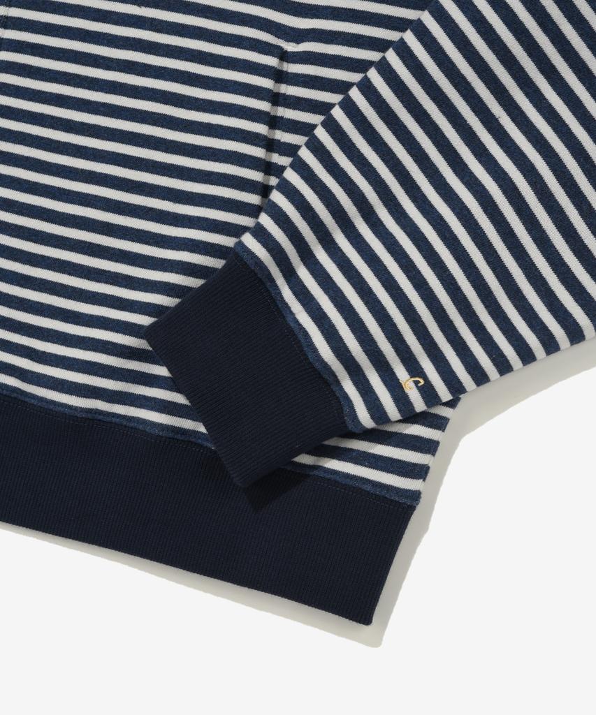 COVERNAT Small Logo Stripe Crop Zip-Up Hoodie Dark Navy