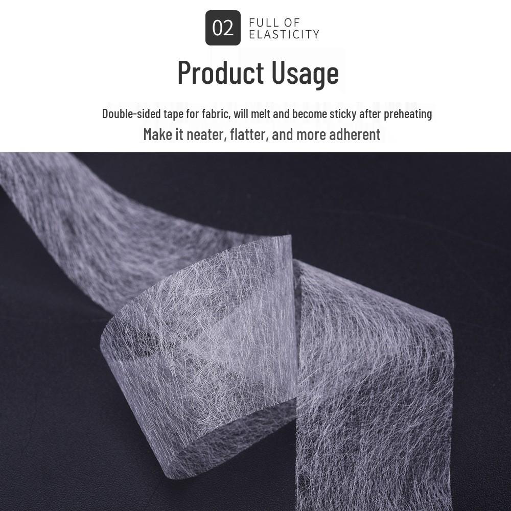 Double-sided fusible non-woven interlining adhesive for garments and piping.