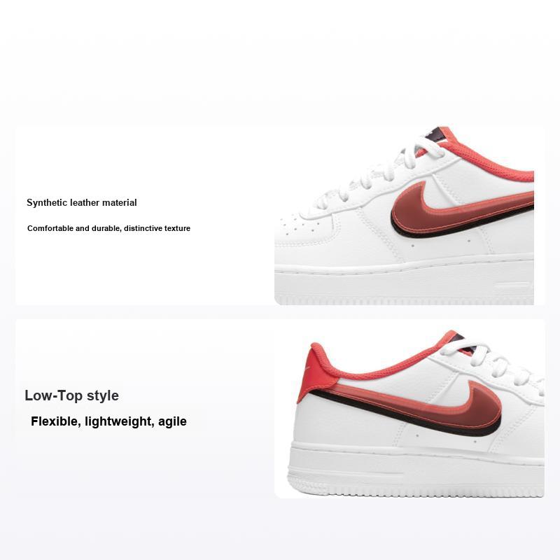 Nike Air Force 1 LV8 GS Double Swoosh - Bright Crimson Kids Sneakers White Black CW1574-101