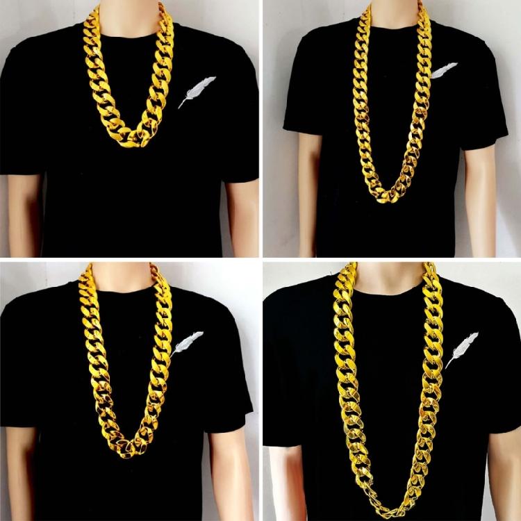 Set of 2 Durable Plastic Gold Chain Necklace Lightweight Neck Chain Comfortable