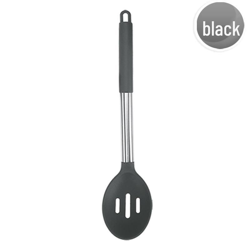 Black Stainless Steel & Silicone Handle 15-Piece Kitchen Utensil Set with Storage Bucket